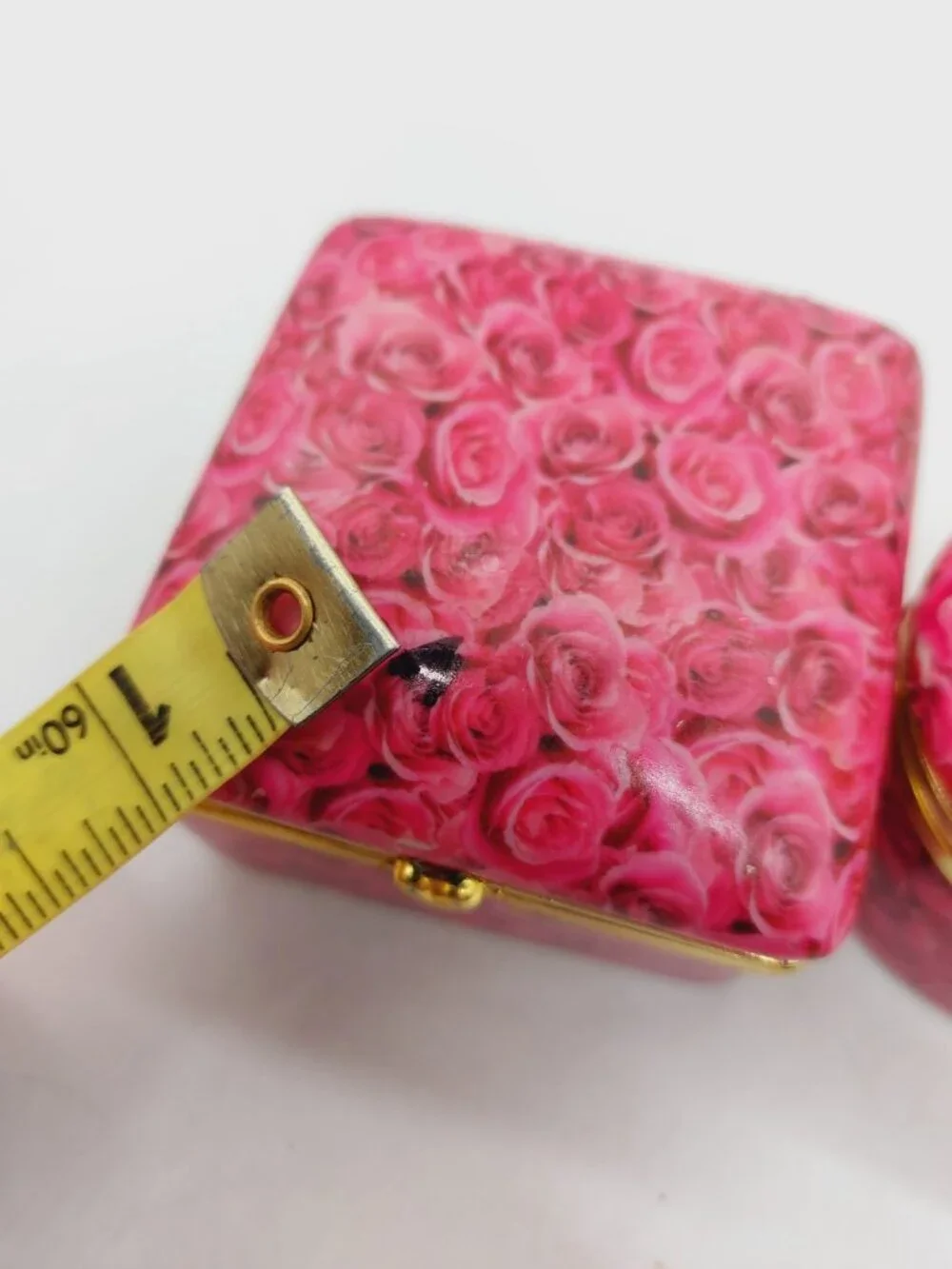 Trinket Box Pink Roses Hinged Round And Square Set Of 2 READ